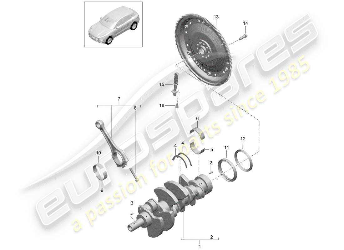 porsche 2018 (macan) crankshaft part diagram