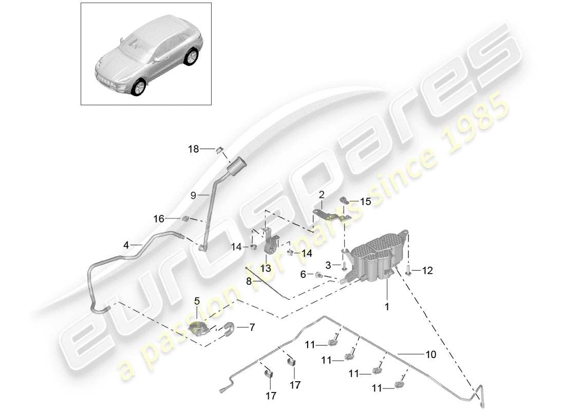 porsche 2018 (macan) evaporative emission canister part diagram