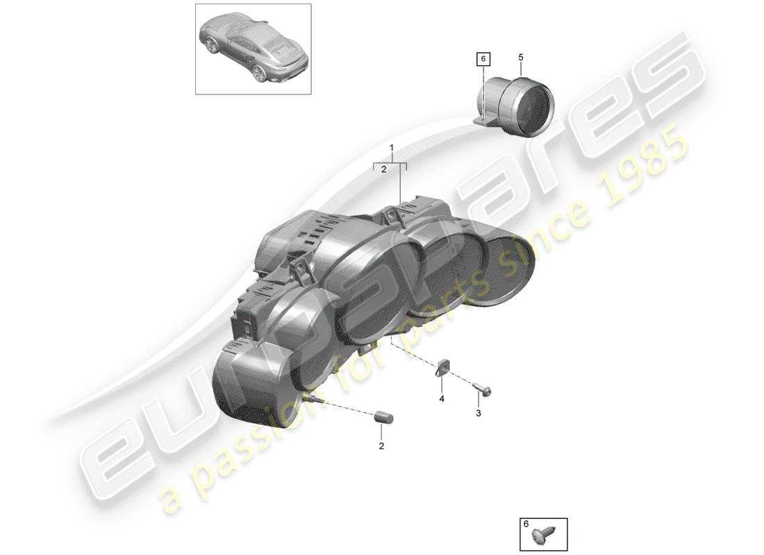porsche 991 turbo (2020) instrument cluster part diagram