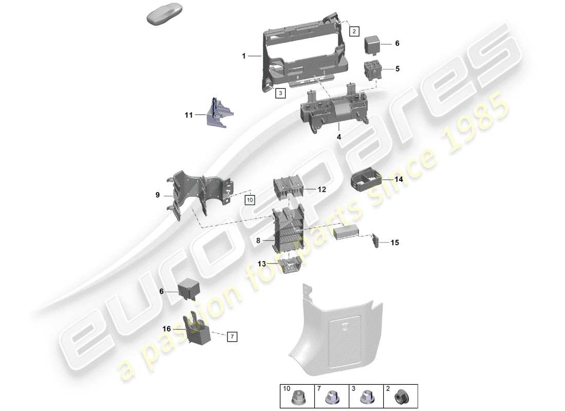porsche 2020 (718 boxster spyder) fuse box/relay plate parts diagram