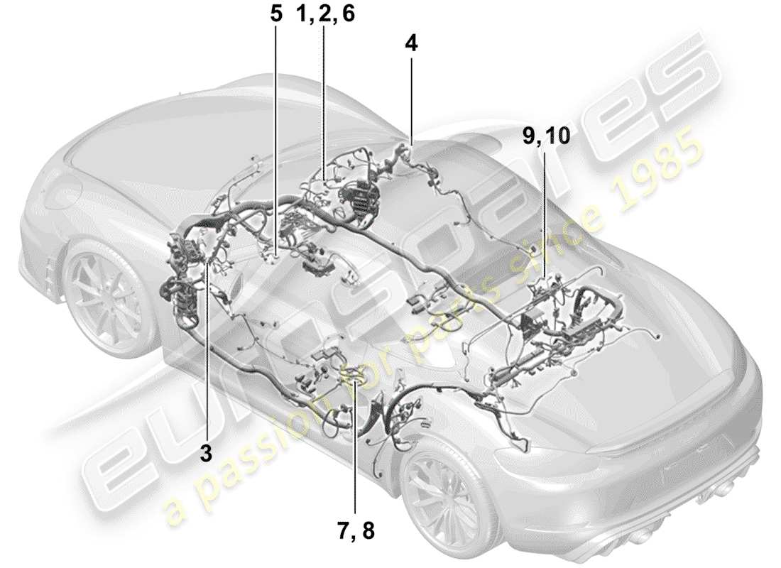 porsche 2020 (718 boxster spyder) wiring harnesses parts diagram