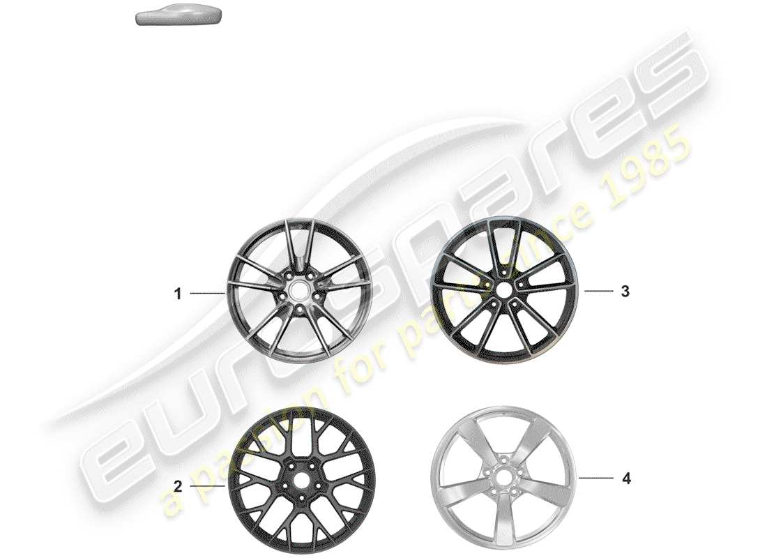 porsche 2019 (992-1) alloy wheel part diagram