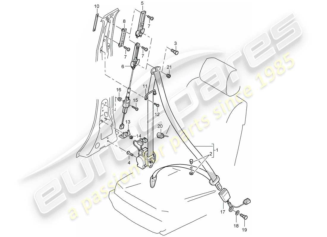 porsche cayenne (2007) seat belt part diagram