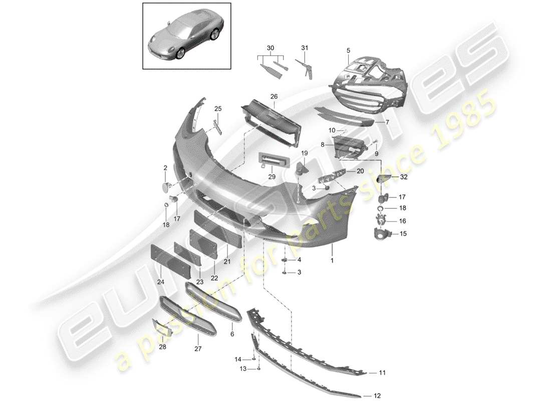 porsche 2013 (991-1) bumper part diagram