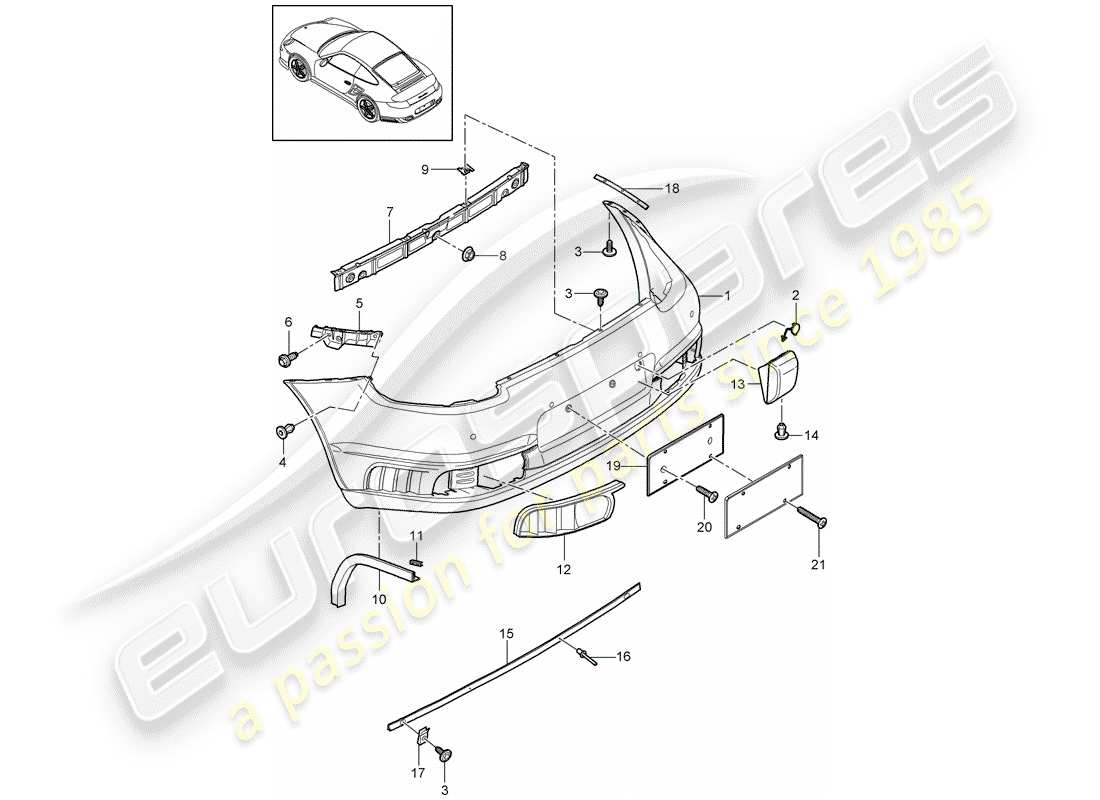 porsche 2011 (997-2 turbo / gt2 rs) lining part diagram