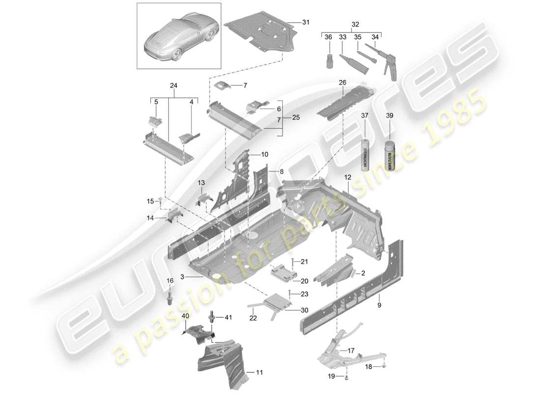 porsche 2015 (991-1) floor part diagram