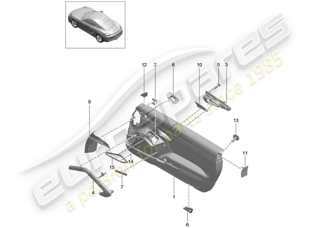 porsche 2015 (981 cayman) door panel part diagram