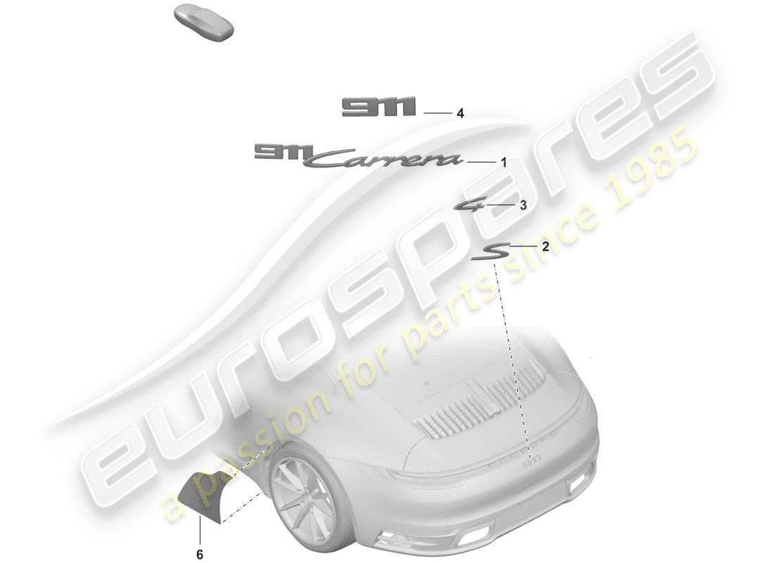 porsche 2019 (992-1) inscription part diagram