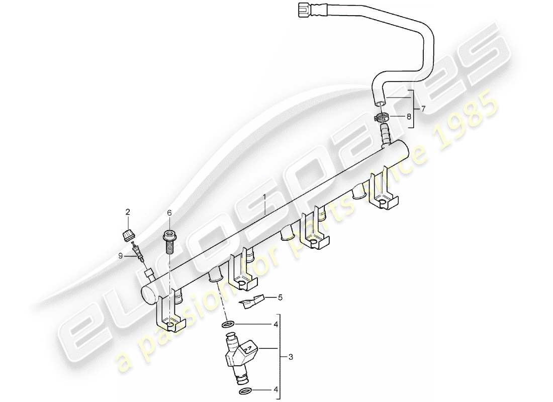 porsche cayenne (2003) fuel collection pipe part diagram