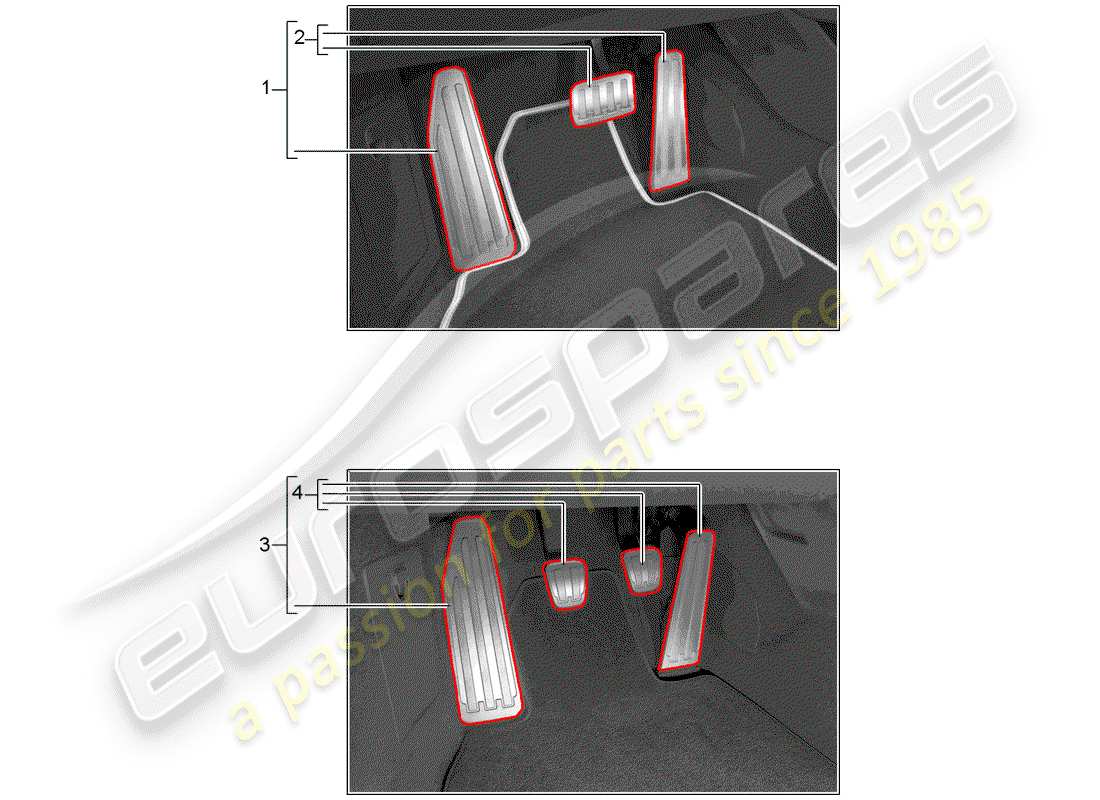 porsche 2013 (tequipment 98x/99x) pedal cap part diagram