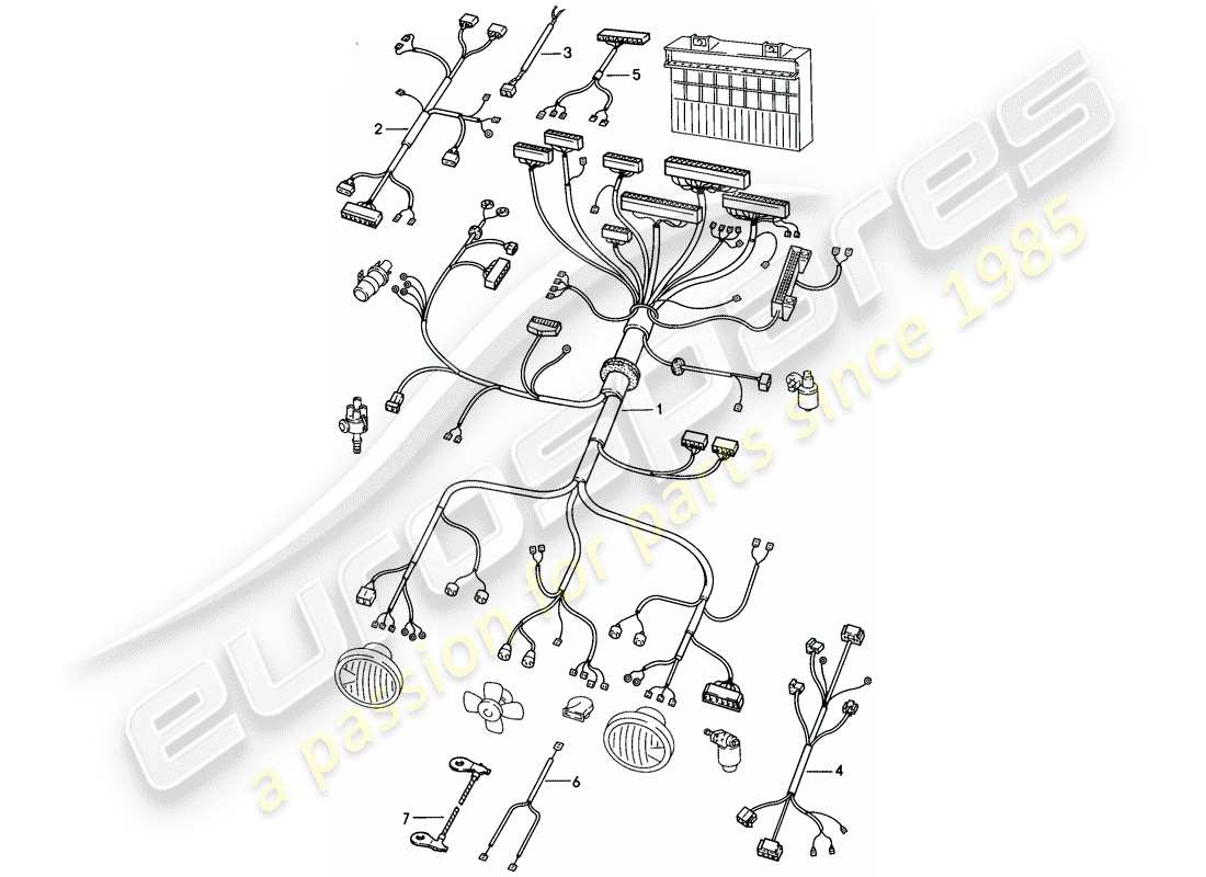 porsche 1977 (924) wiring harnesses - engine bay part diagram