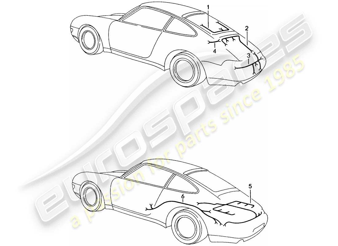 porsche 1996 (993) wiring harnesses - rear end - engine - - dme - part diagram