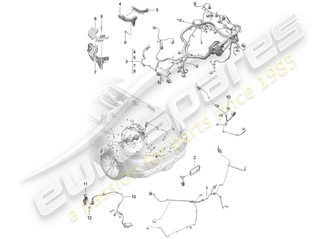 porsche 2017 (718 boxster) wiring harnesses part diagram