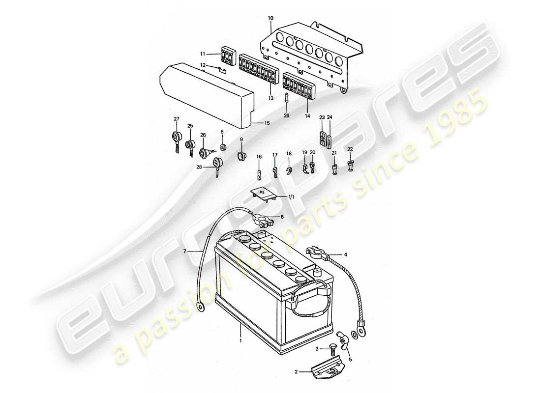 porsche 911 turbo (1975) battery - plate part diagram