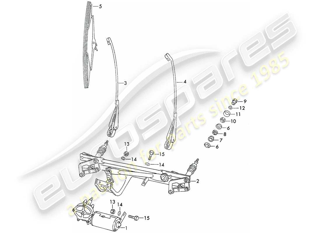 porsche 1973 (911) windscreen wiper system parts diagram