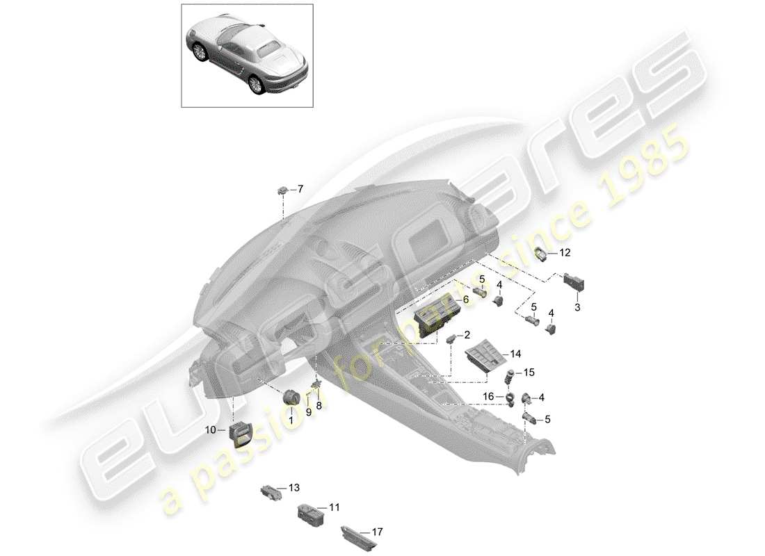 porsche 2020 (718 boxster) switch part diagram