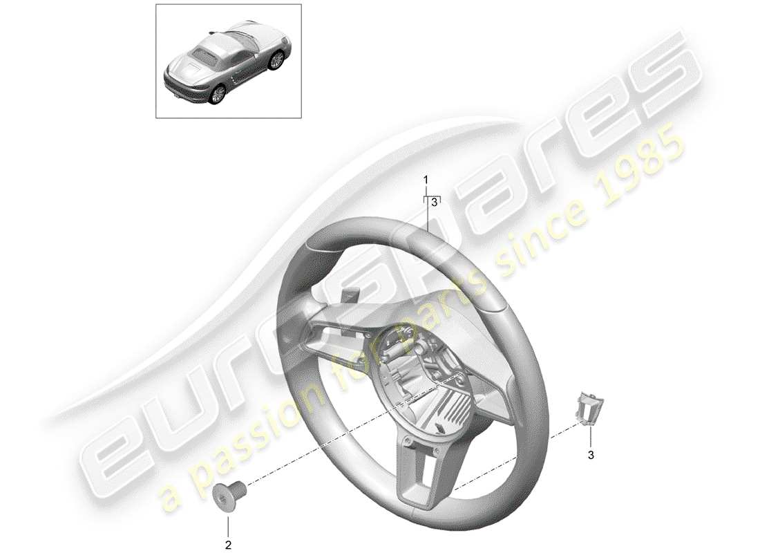 porsche 718 boxster (2020) steering wheel parts diagram