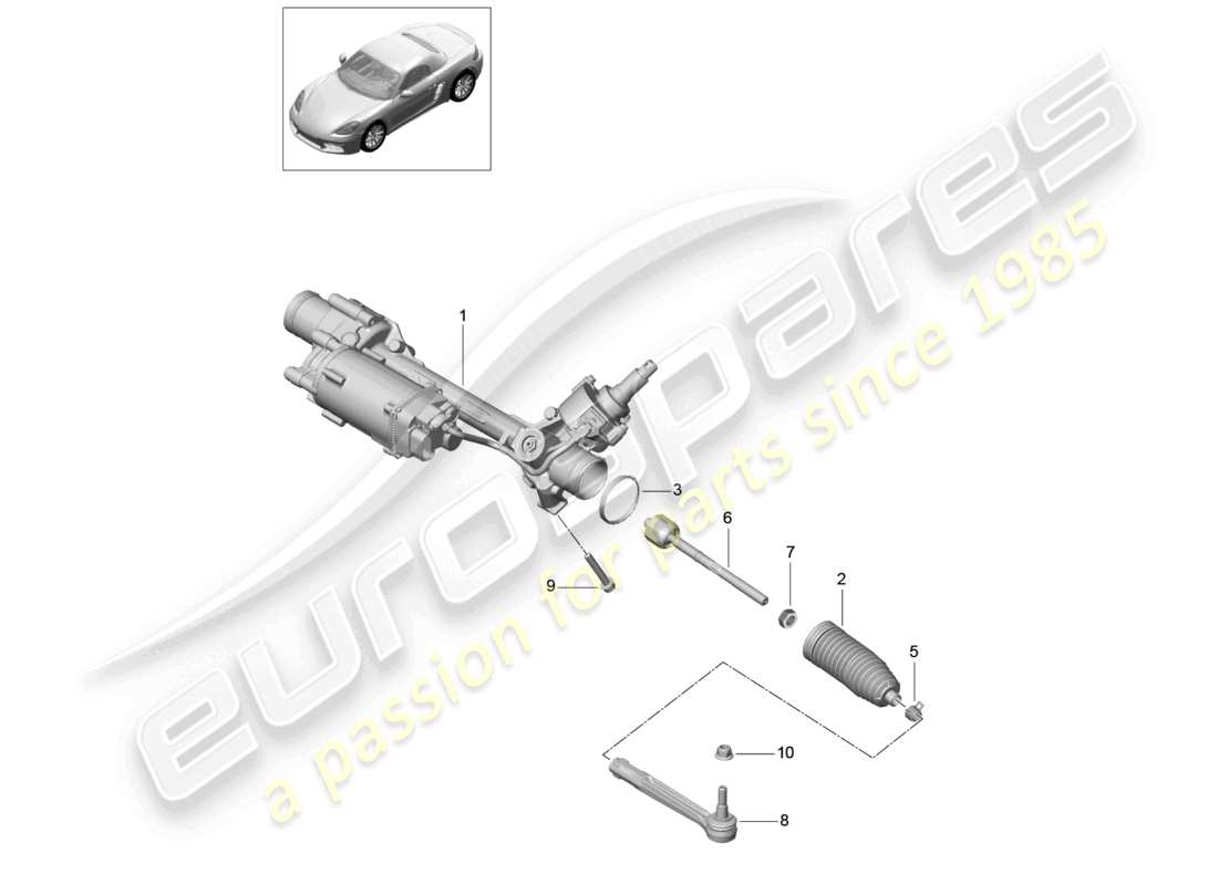 porsche 2020 (718 boxster) steering gear parts diagram