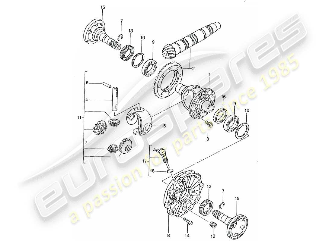 porsche 1997 (986 boxster) differential part diagram