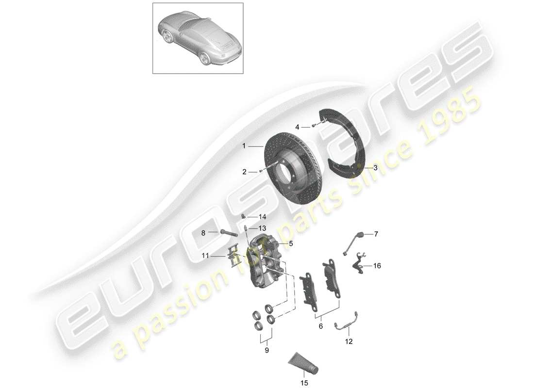 porsche 2013 (991-1) disc brakes part diagram