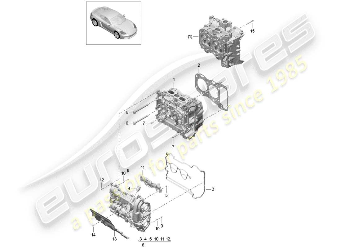 porsche 2020 (718 cayman) cylinder head part diagram