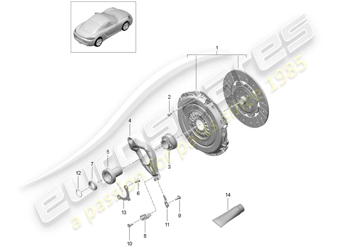 porsche 2020 (718 cayman) clutch part diagram