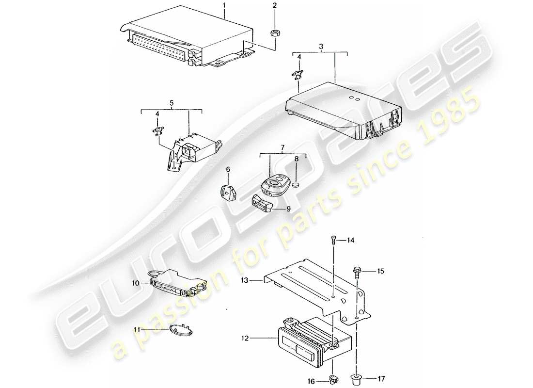 porsche 2001 (986 boxster) control units parts diagram