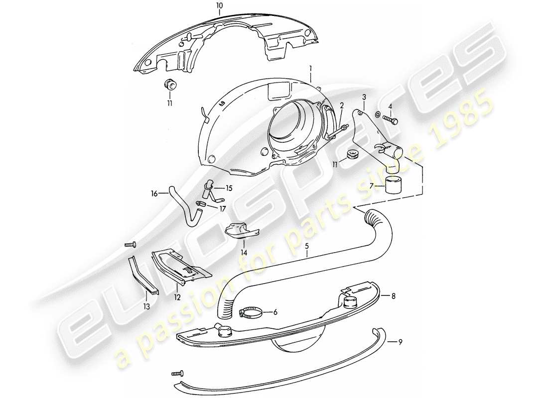 porsche 1964 (356b/356c) air cooling - heater - new design part diagram