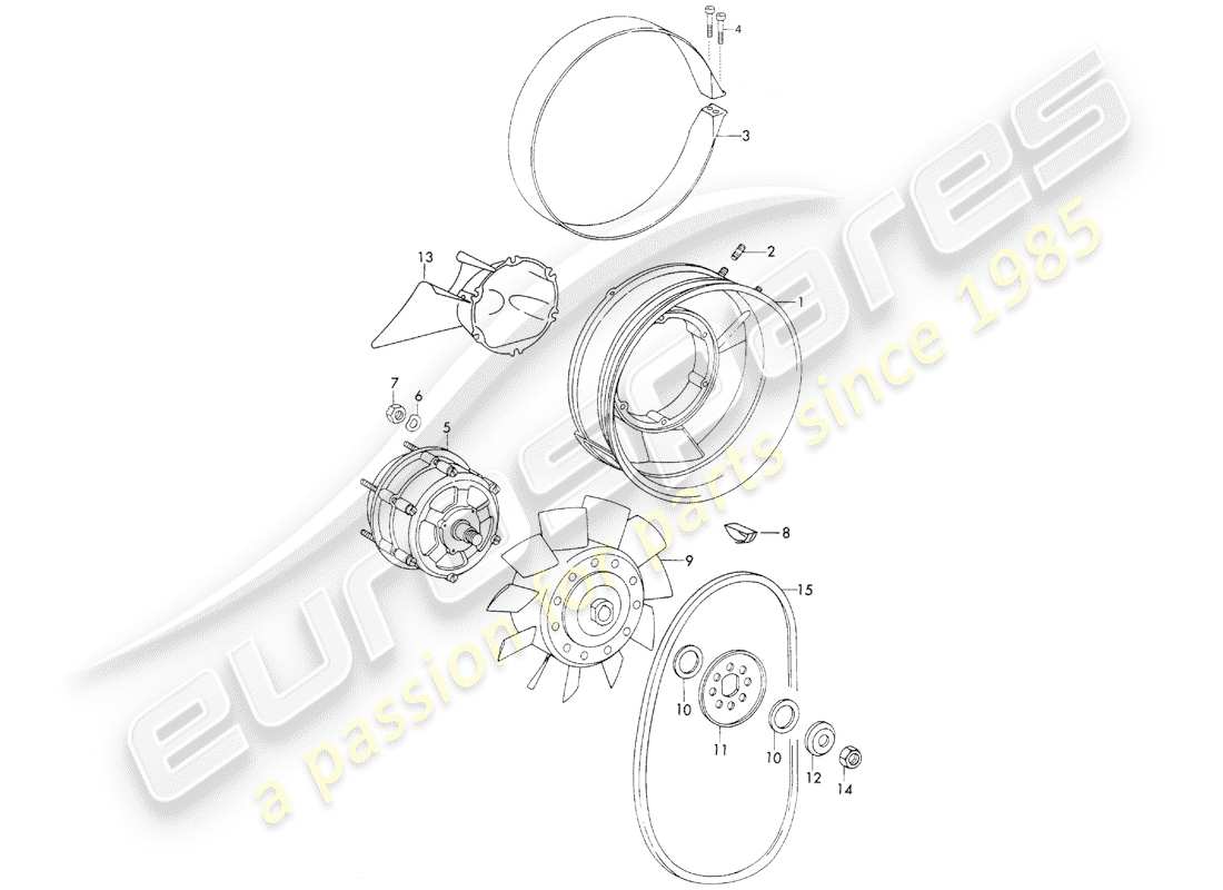 porsche 1973 (911) air cooling parts diagram