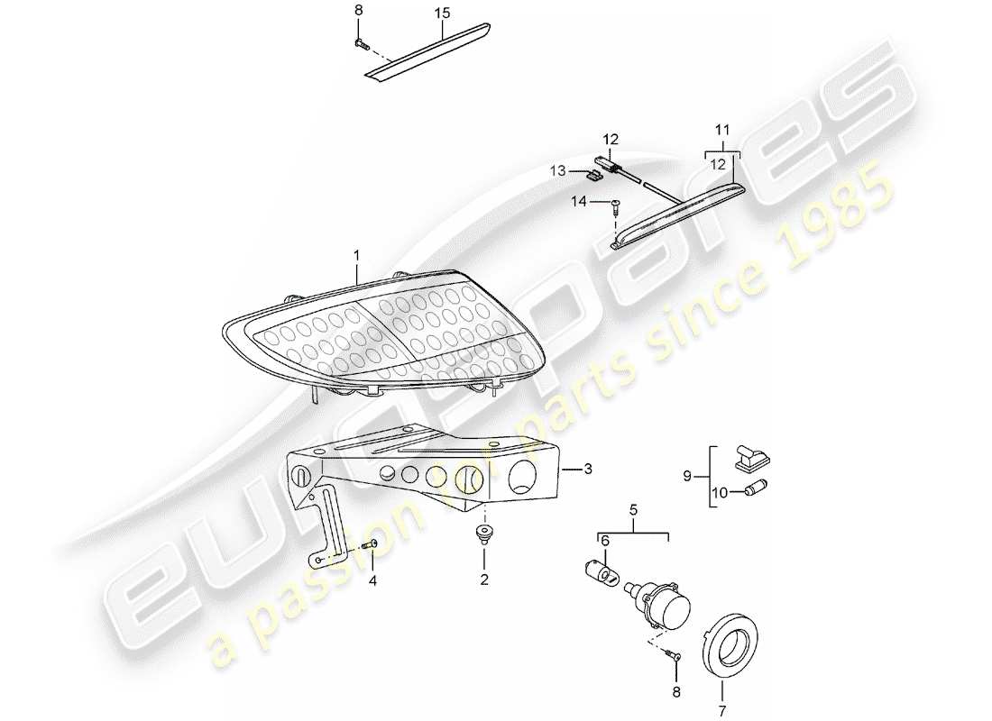 porsche 2004 (carrera gt) rear light - license plate light - additional brake light part diagram