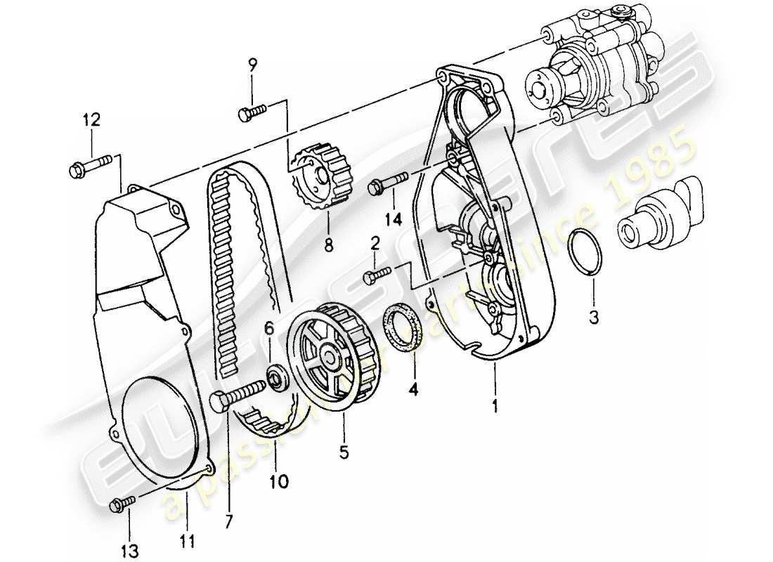 porsche 993 (1997) driving mechanism - power-steering pump parts diagram