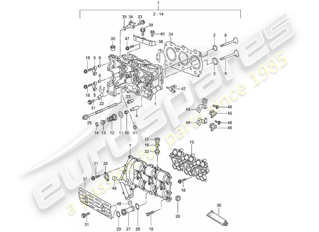porsche 2001 (996) cylinder head - d >> - mj 2001 part diagram