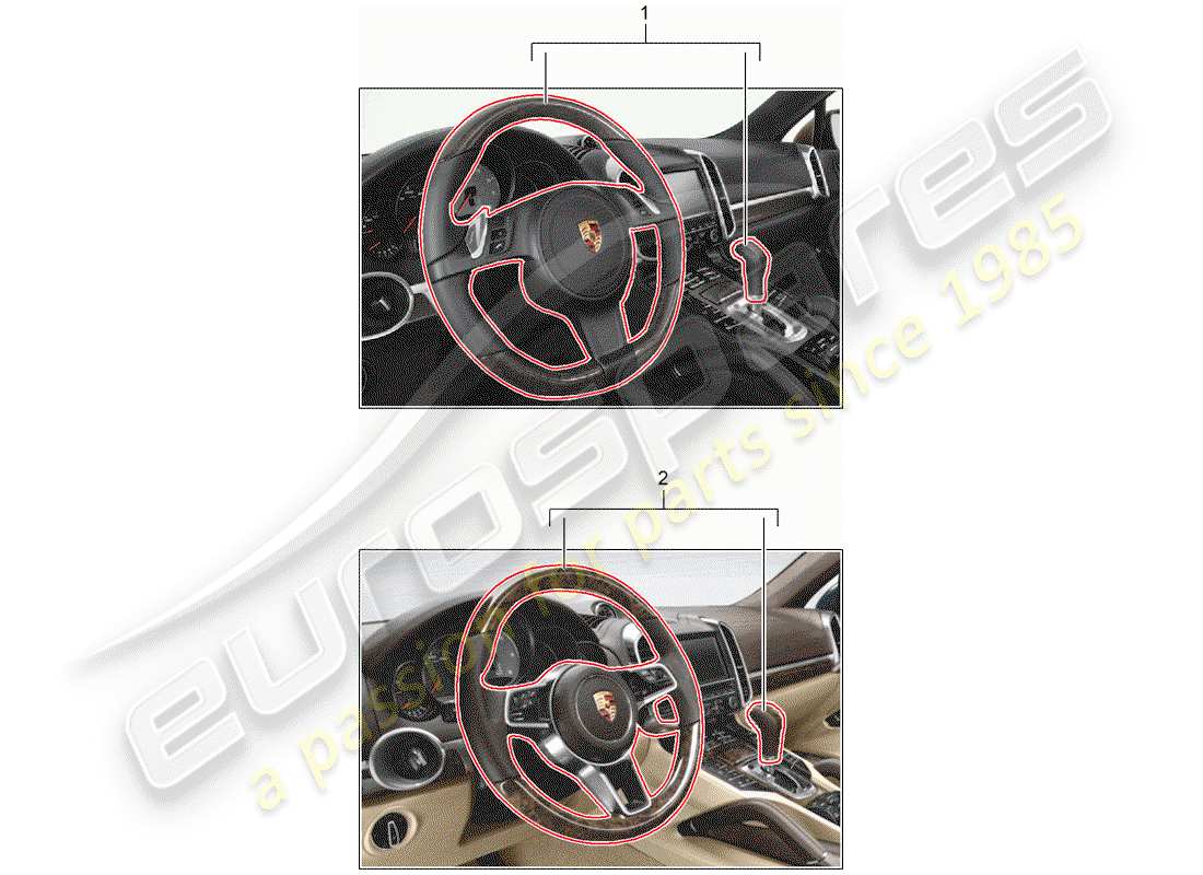 porsche tequipment cayenne (2007) multifunction steering wheel part diagram