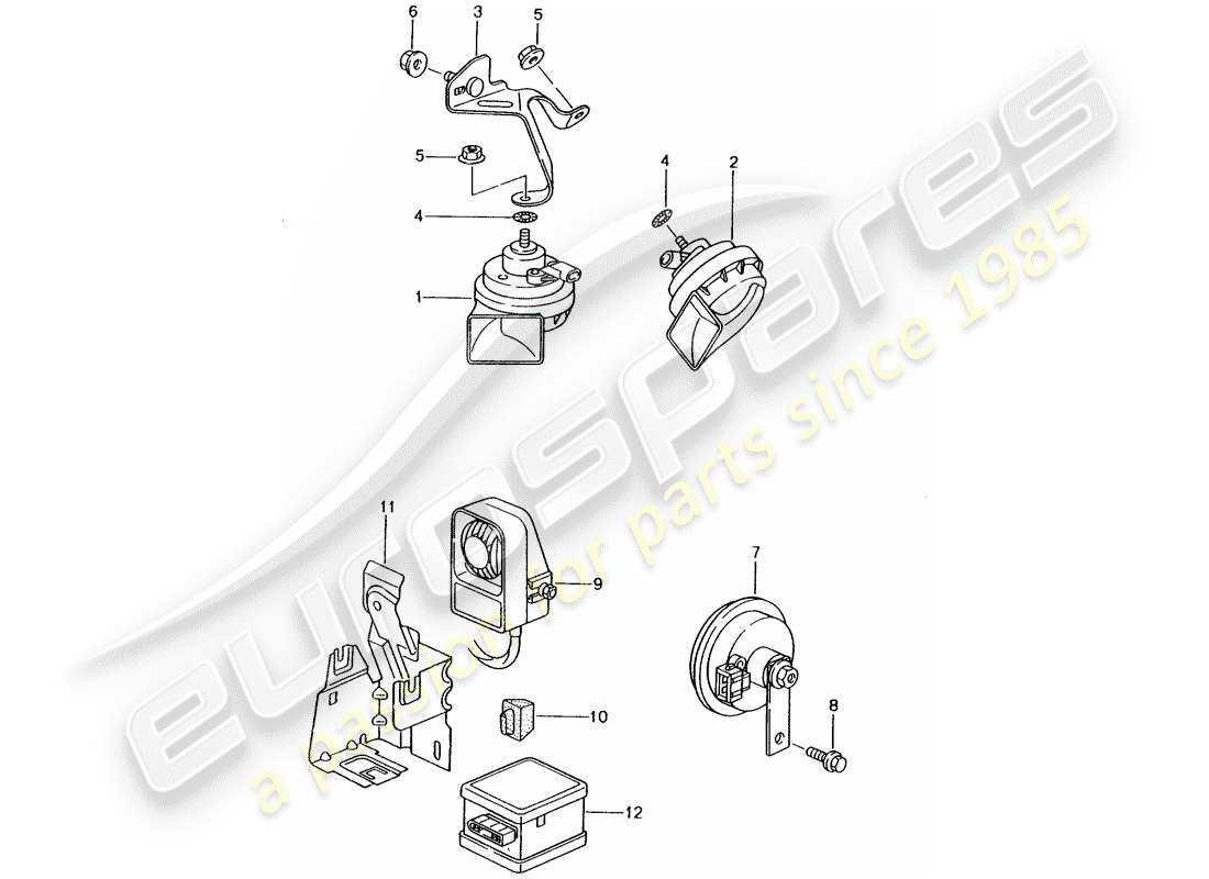 porsche 2004 (996) fanfare horn - horn - alarm system part diagram