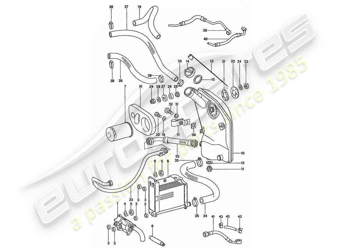 porsche 911 (1977) engine lubrication part diagram