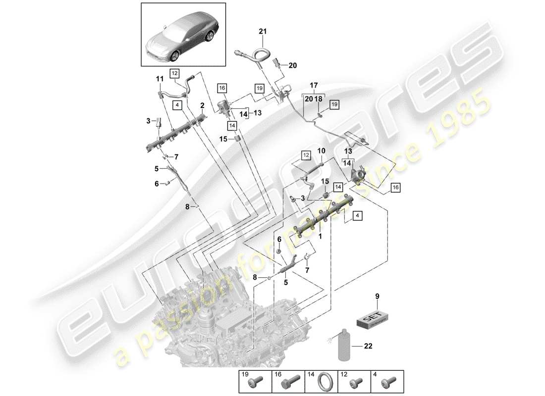 porsche 2018 (panamera 971-1) fuel collection pipe part diagram