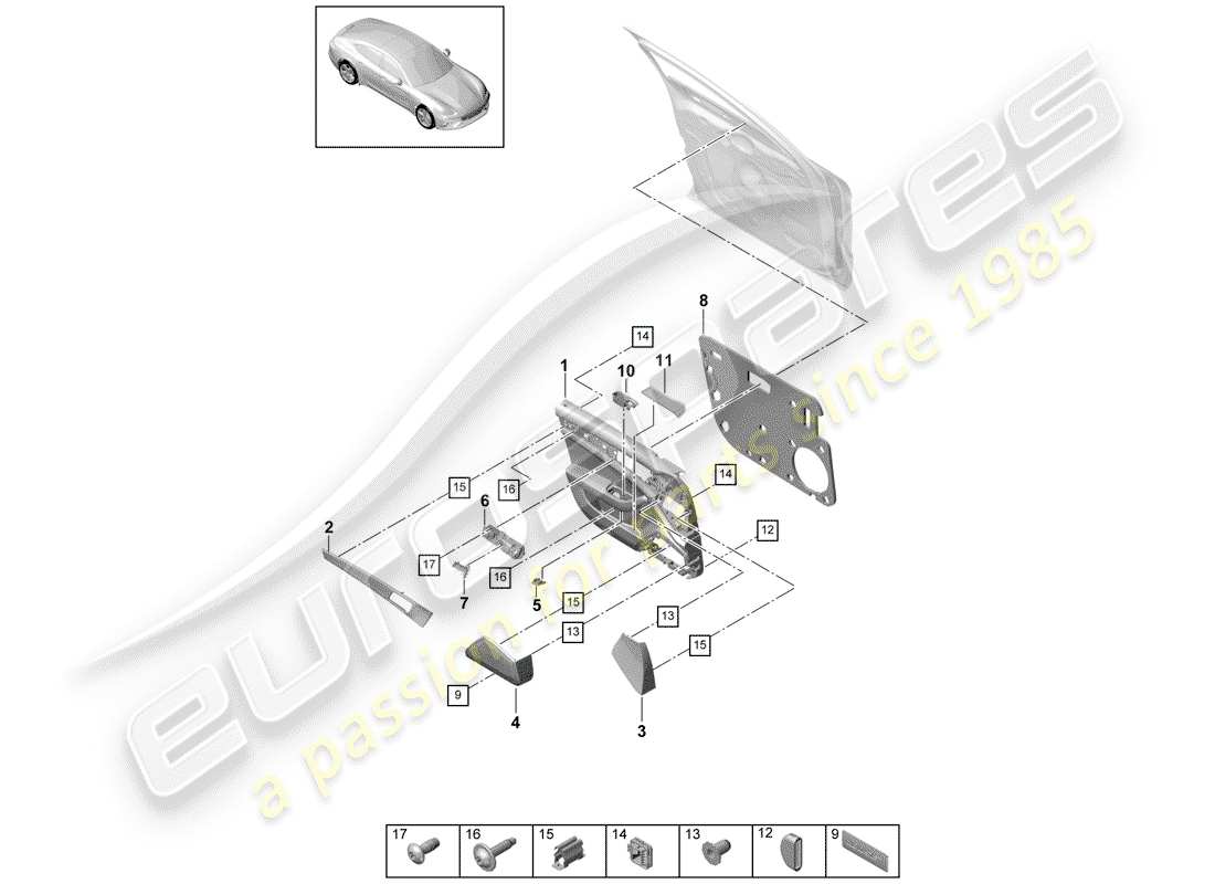 porsche 2018 (panamera 971-1) door panel part diagram
