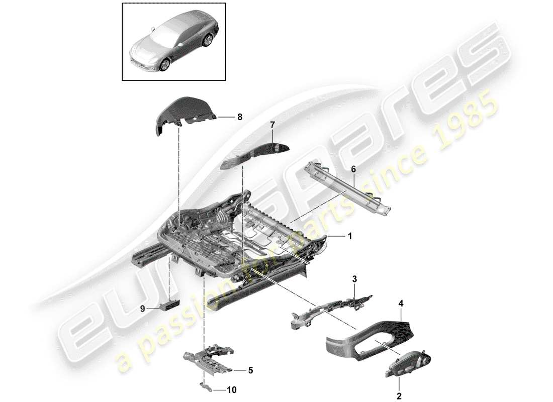 porsche 2018 (panamera 971-1) seat frame part diagram