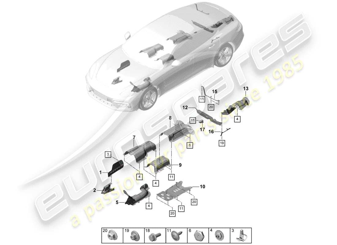 porsche 2020 (panamera 971-1) trims part diagram