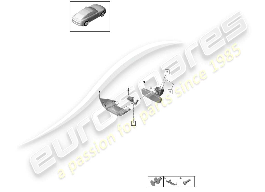 porsche 2019 (panamera 971-1) interior mirror accessories parts diagram