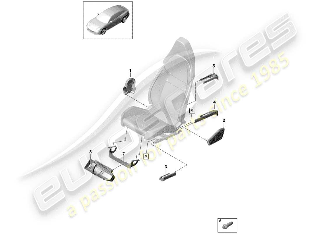 porsche 2020 (panamera 971-1) seat part diagram