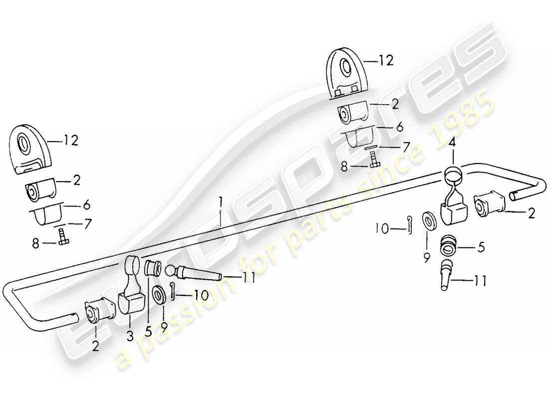 porsche 1973 (911) stabilizer - rear axle parts diagram