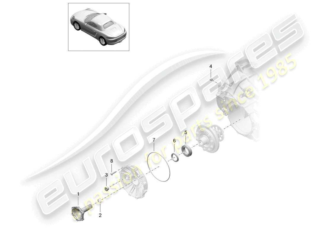 porsche 2020 (718 boxster) manual gearbox individual parts limited slip differential drive flange part diagram