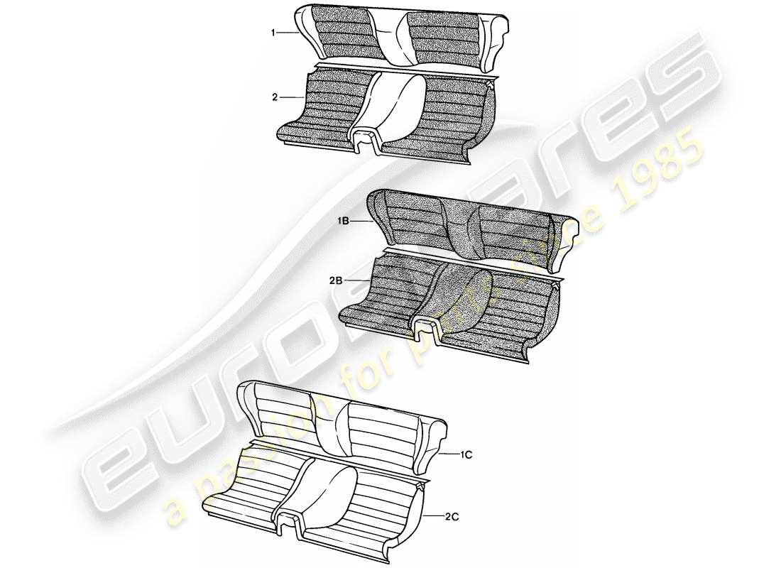 porsche 1987 (924s) emergency seat - complete part diagram