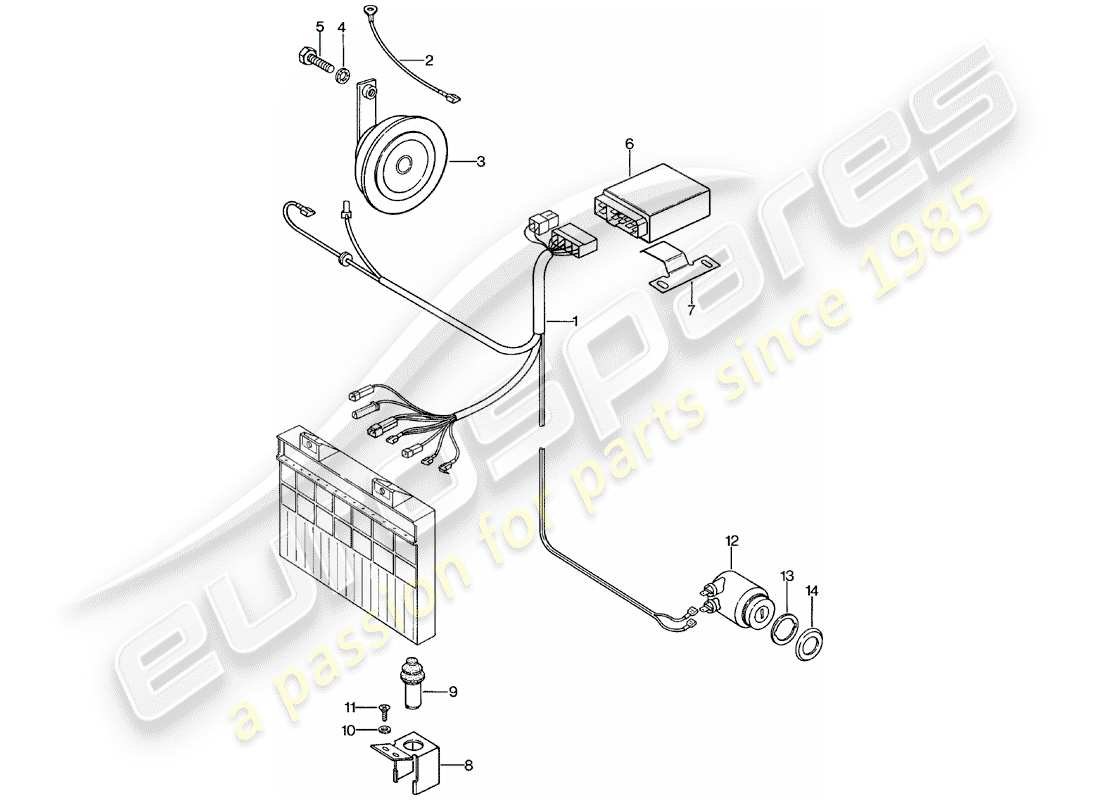 porsche 1981 (924) alarm system part diagram