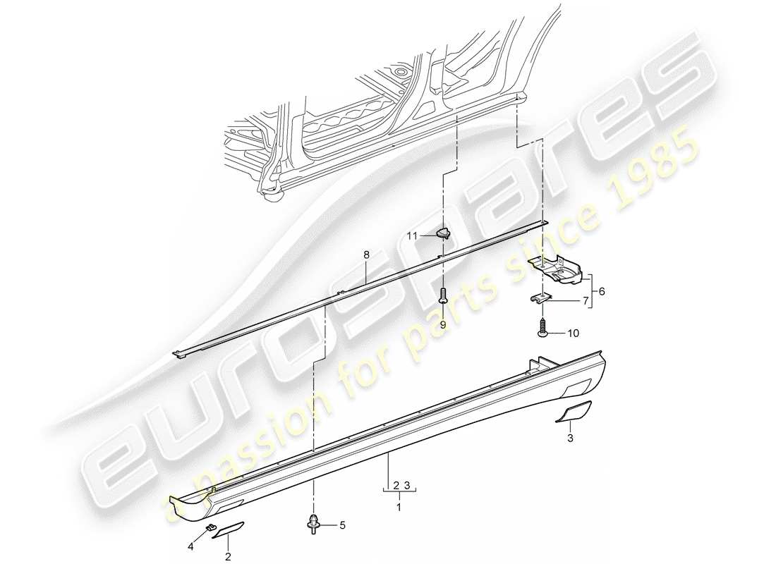 porsche 2007 (cayenne e1 9pa) trims part diagram