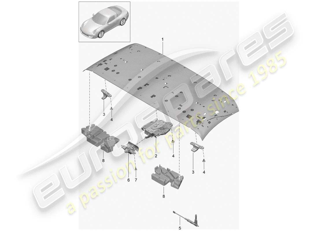 porsche 2017 (991-2) top frame part diagram