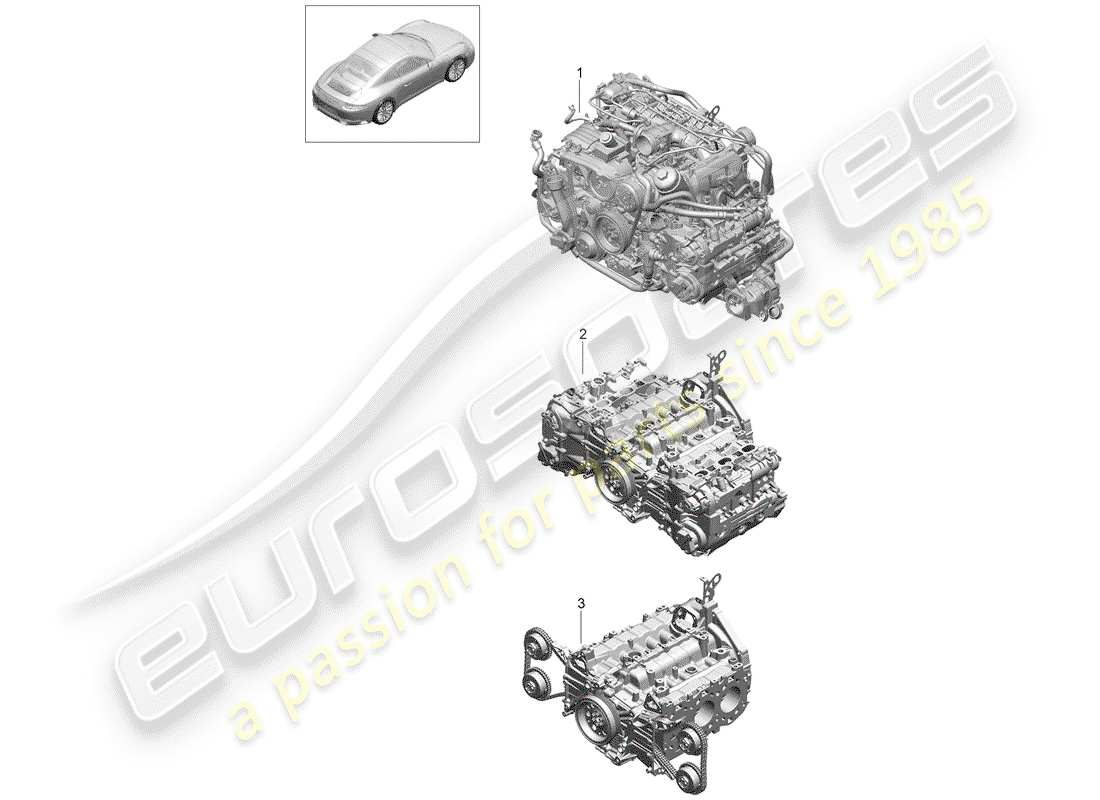 porsche 2017 (991-2) replacement engine part diagram