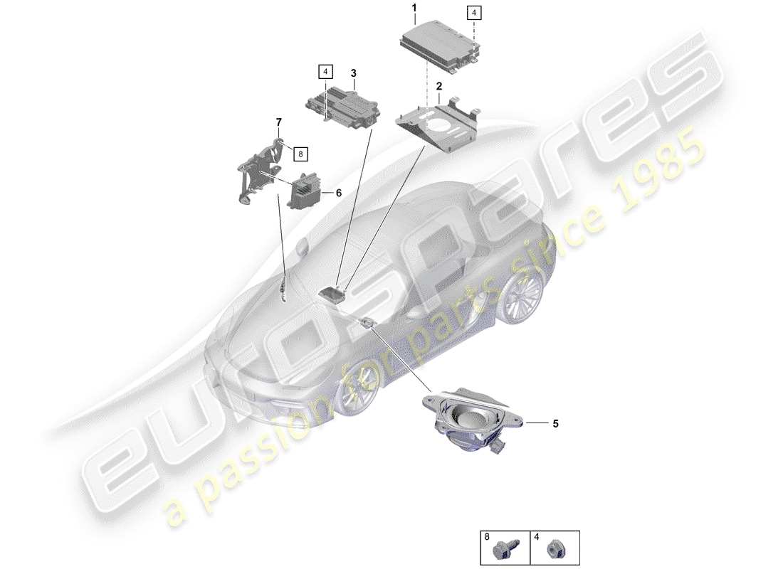 porsche 2020 (718 boxster spyder) amplifier parts diagram