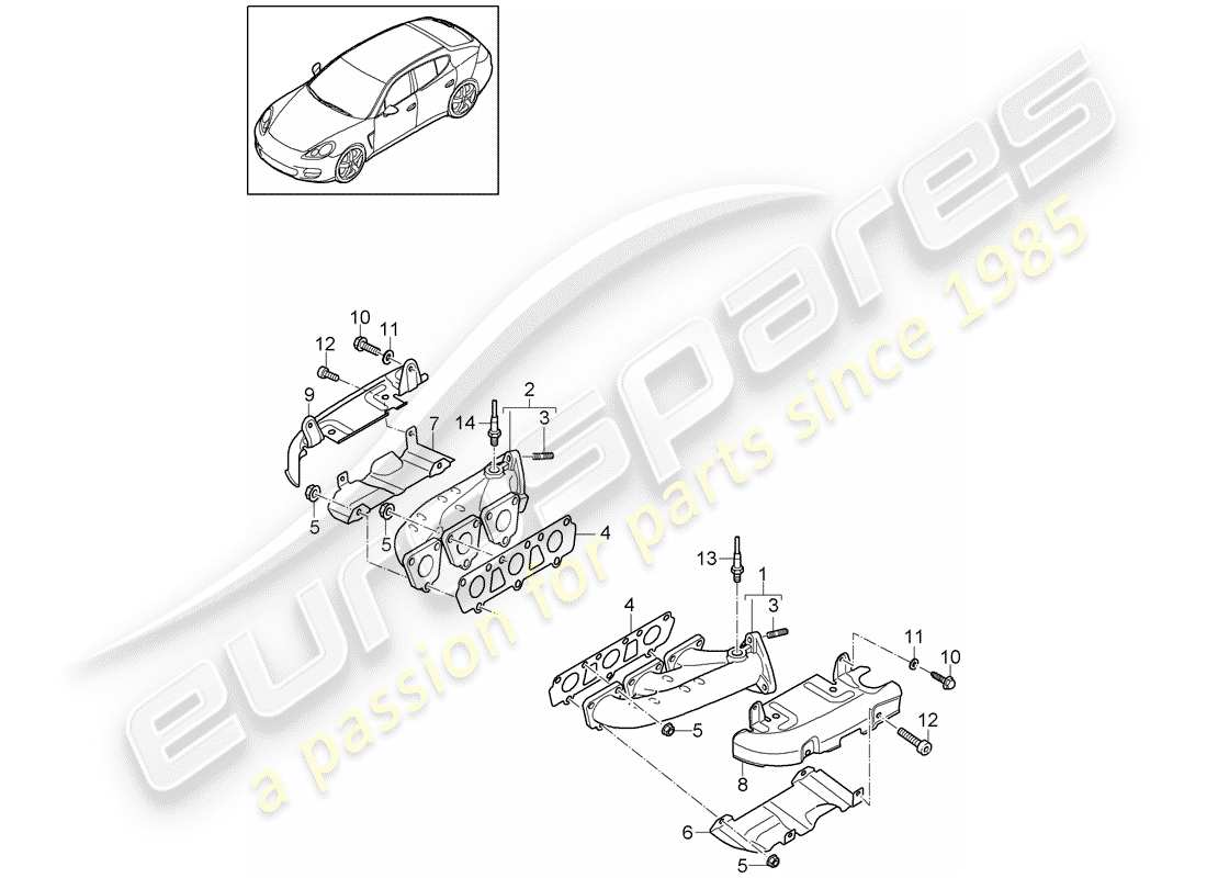 porsche 2011 (panamera 970) exhaust system part diagram
